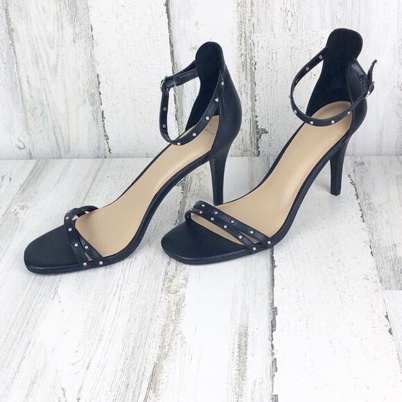 A New Day Womens Size 9.5 Heels Black With Studs Adjustable Ankle Straps - Picture 7 of 7